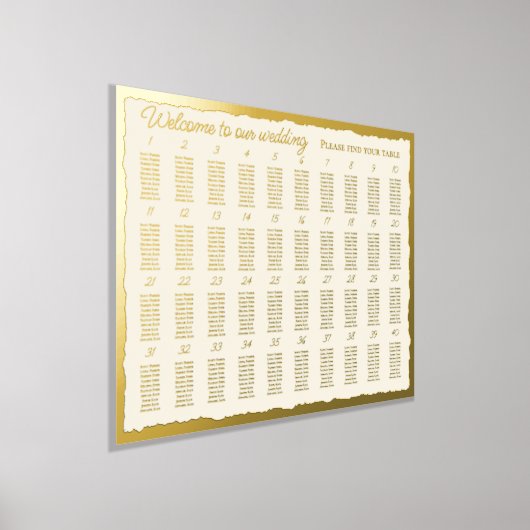 Elegantes Ecru Luxe Gold Edge 40 Tischdiagramm Foliendrucke (Ablage )