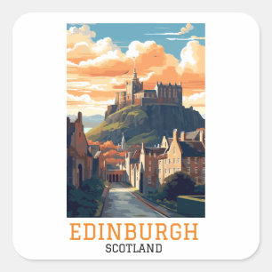 Elegantes Edinburgh Schottland Schloss Vintage Rei Quadratischer Aufkleber