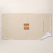 Elegantes edles Elfenbeingold Moderne mit Monogram Strandtuch (Vorderseite)