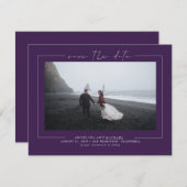Elegantes Eggplant Lila Save the Date Foto (Vorne/Hinten)
