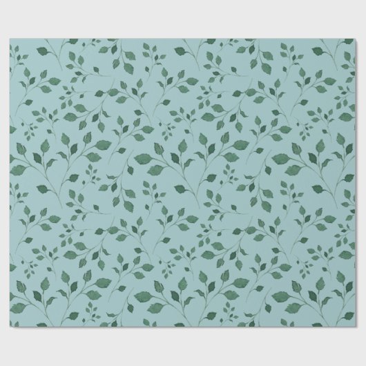 Elegantes Eggshell Blue Watercolor Foliage Muster Geschenkpapier (Flach)