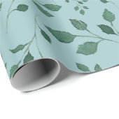 Elegantes Eggshell Blue Watercolor Foliage Muster Geschenkpapier (Rolleneckpunkt)