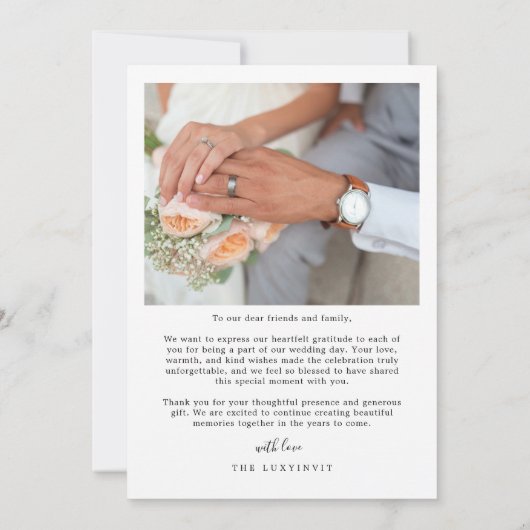 Elegantes Ehepaar Minimalistische einfache Script- Einladung (Rückseite)