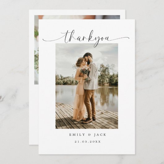 Elegantes Ehepaar Minimalistische einfache Script- Einladung (Vorne/Hinten)