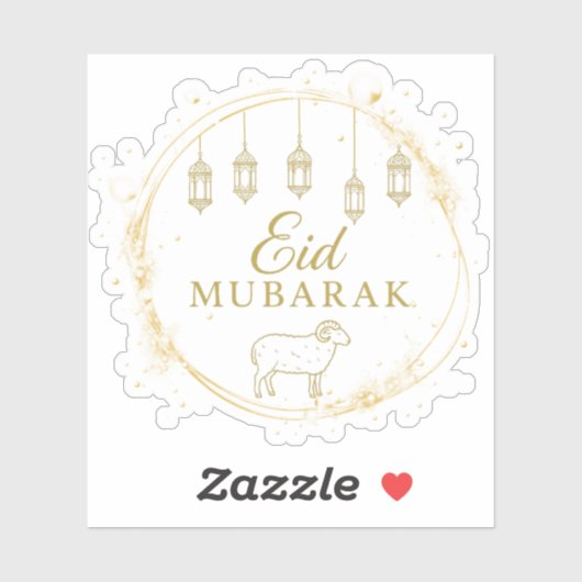 Elegantes Eid Mubarak Gold Lantern & Sheep Design Aufkleber (Blatt)