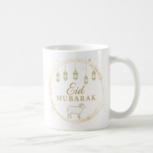 Elegantes Eid Mubarak Gold Lantern & Sheep Design Kaffeetasse