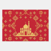 Elegantes Eid Wrapping Paper - Rot und Gold Geschenkpapier Set (Vorderseite 3)