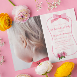 Elegantes Ein-Bogen-Blumen-1.-Geburtstag Einladung