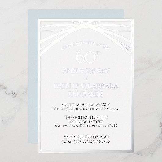 Elegantes einfaches 60-jähriges Party zum Hochzeit Folieneinladung (Vorderseite/Rückseite)