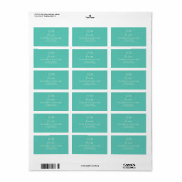 Elegantes einfaches Aquatic Awe mit Monogram Weddi Adressaufkleber