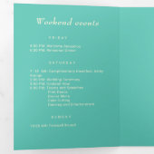 Elegantes einfaches Aquatic Awe mit Monogram Weddi Dreifach-gefaltete Programmkarte (Innen Erste Seite)