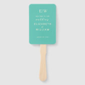 Elegantes einfaches Aquatic Awe mit Monogram Weddi Fächer (Vorderseite)