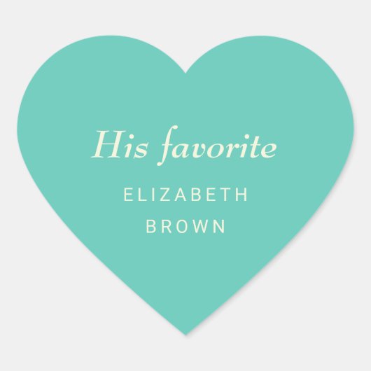 Elegantes einfaches Aquatic Awe mit Monogram Weddi Herz-Aufkleber (Vorderseite)