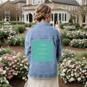 Elegantes einfaches Aquatic Awe mit Monogram Weddi Jeansjacke