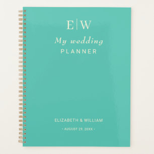 Elegantes einfaches Aquatic Awe mit Monogram Weddi Planer