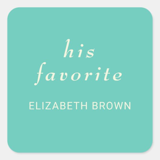 Elegantes einfaches Aquatic Awe mit Monogram Weddi Quadratischer Aufkleber (Vorderseite)