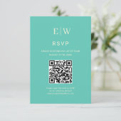 Elegantes einfaches Aquatic Awe mit Monogram Weddi RSVP Karte (Stehend Vorderseite)