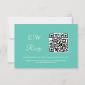 Elegantes einfaches Aquatic Awe mit Monogram Weddi RSVP Karte (Vorderseite)