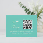 Elegantes einfaches Aquatic Awe mit Monogram Weddi RSVP Karte (Stehend Vorderseite)