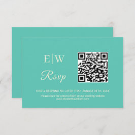 Elegantes einfaches Aquatic Awe mit Monogram Weddi RSVP Karte
