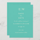 Elegantes einfaches Aquatic Awe mit Monogram Weddi Save The Date (Vorne/Hinten)