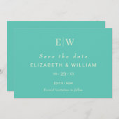 Elegantes einfaches Aquatic Awe mit Monogram Weddi Save The Date (Vorne/Hinten)