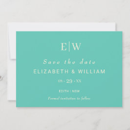 Elegantes einfaches Aquatic Awe mit Monogram Weddi Save The Date