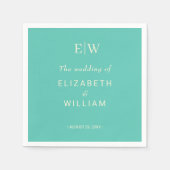 Elegantes einfaches Aquatic Awe mit Monogram Weddi Serviette (Vorderseite)