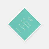 Elegantes einfaches Aquatic Awe mit Monogram Weddi Serviette (Ecke)