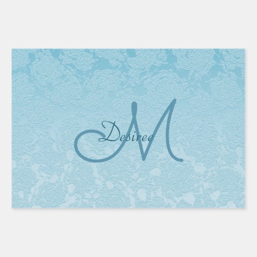 Elegantes einfaches Baby Blue Monogram Design Geschenkpapier Set (Vorderseite 2)