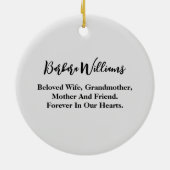 Elegantes einfaches Beerdigung Mermorial-Foto Keep Keramik Ornament (Hinten)