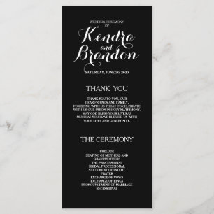 Elegantes einfaches Black Custom Wedding Programm