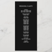 Elegantes einfaches Black Custom Wedding Programm (Rückseite)