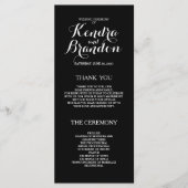 Elegantes einfaches Black Custom Wedding Programm (Vorderseite)