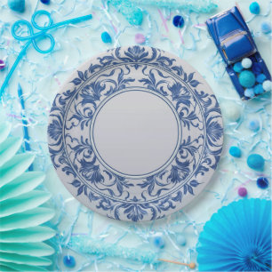 Elegantes einfaches Blau-Weiß-Blumen-Chinoiserie-S Pappteller