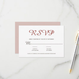 Elegantes einfaches Blush Burgundy Script RSVP Karte