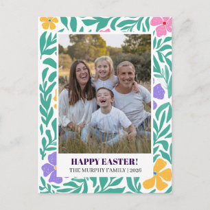 Elegantes einfaches buntes florales Oster-Familien Feiertagspostkarte