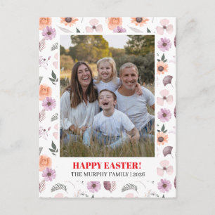Elegantes einfaches buntes florales Oster-Familien Feiertagspostkarte