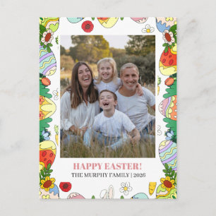 Elegantes einfaches buntes florales Oster-Familien Feiertagspostkarte