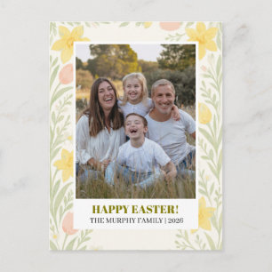 Elegantes einfaches buntes florales Oster-Familien Feiertagspostkarte