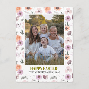 Elegantes einfaches buntes florales Oster-Familien Feiertagspostkarte