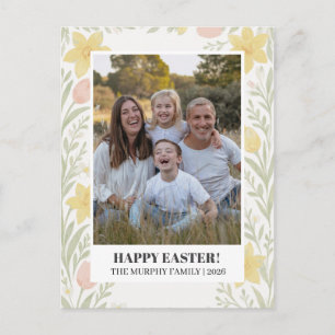 Elegantes einfaches buntes florales Oster-Familien Feiertagspostkarte