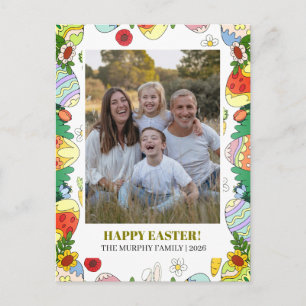 Elegantes einfaches buntes florales Ostern Familie Feiertagspostkarte