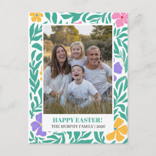 Elegantes einfaches buntes florales Ostern Familie Feiertagspostkarte
