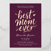 Elegantes Einfaches Burgund Best Mama Folieneinladung (Vorderseite)