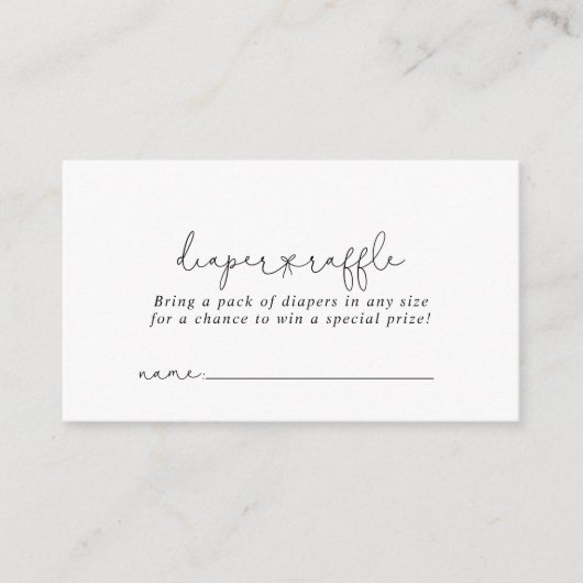 Elegantes einfaches Calligrafy Diaper Raffle Ticke Begleitkarte (Vorderseite)