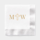 Elegantes einfaches Cross Couple 2 Init Monogramm Servietten Mit Folie (Vorderseite)