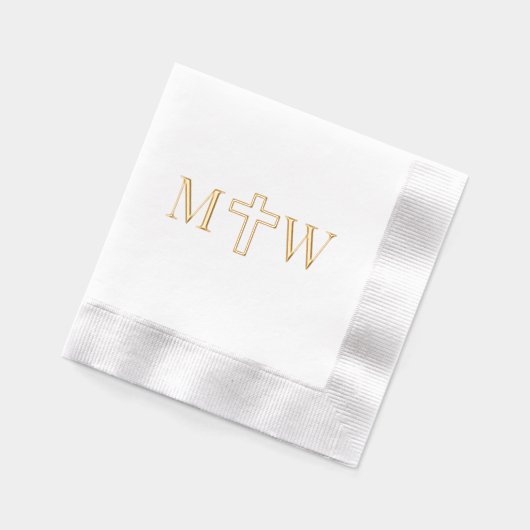 Elegantes einfaches Cross Couple 2 Init Monogramm Servietten Mit Folie (Links)