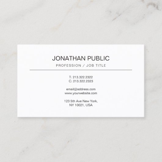 Elegantes, einfaches Design Modernes Beruflich Visitenkarte (Vorderseite)