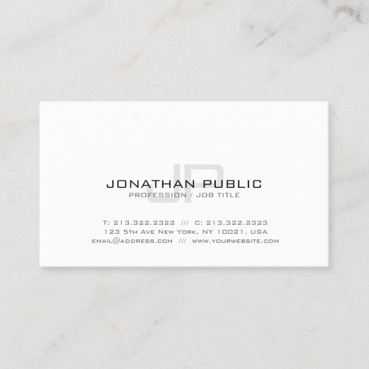 Elegantes, einfaches Design Monogram Modernes Schl Visitenkarte (Vorderseite)